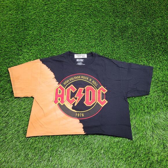 ACDC Crop-Top Shirt Womens Large 21x18 Two-Tone - Picture 1 of 10